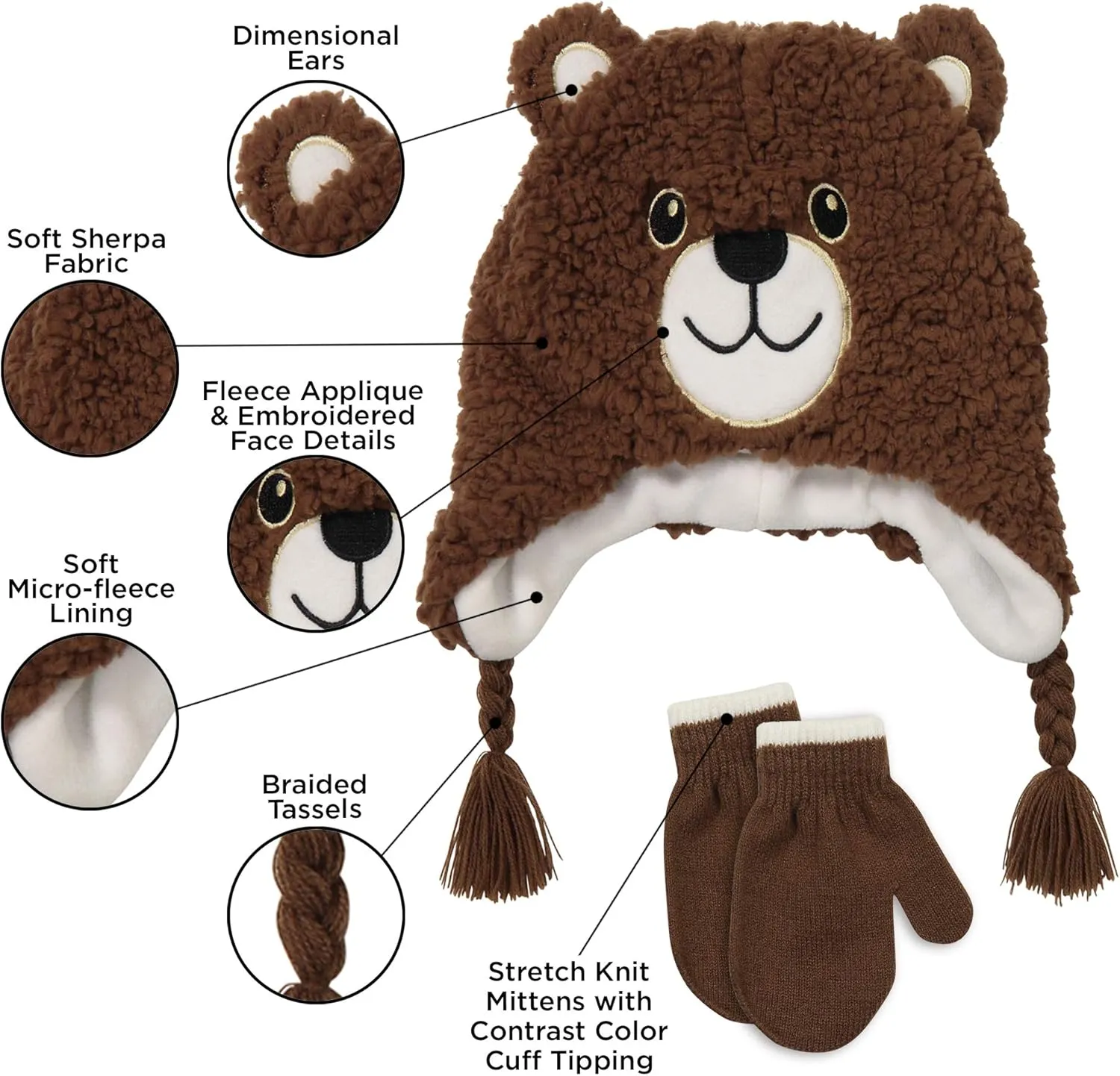 Toddler Winter Hat and Gloves Set for Ages 4-7 or Boys & Girls Winter Hat & Toddler Mittens Ages 2-4
