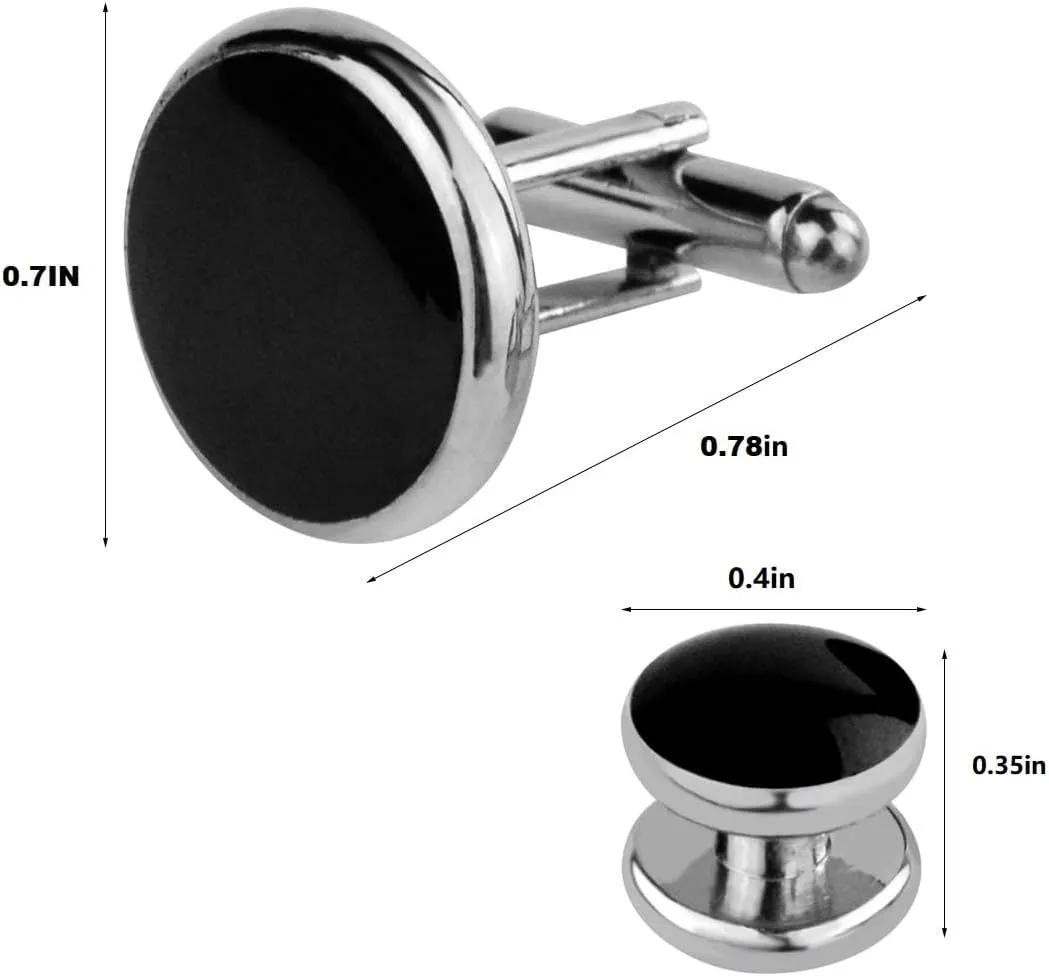 Tuxedo Studs and Cufflinks Set, Mens Cufflinks and Cuff Studs Set Cuff Links Stainless Steel Tux Buttons with Box for Tuxedo Shirts Wedding Business Gift