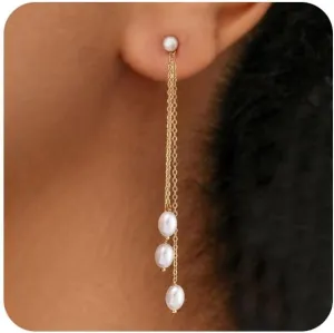 VRIUA Dangle Earrings for Women - 14K Gold Plated Statement Drop Earrings Dainty CZ Wedding Dangling Earrings Trendy Jewelry