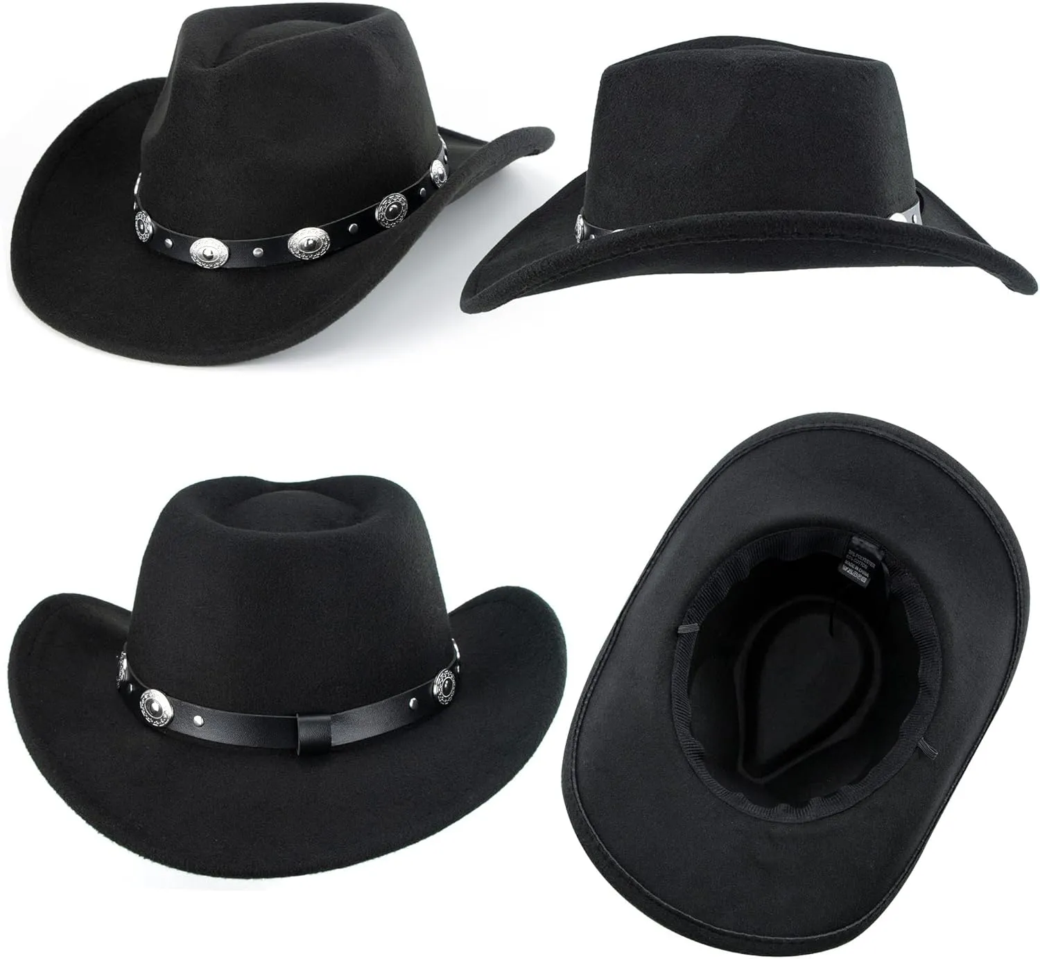 Western-Cowboy-Hats for Women-Men Brown-Pu-Leather-Cowgirl-Hat Wide-Brim-Fedora-Hats Outback Tourist Knight HatM-L