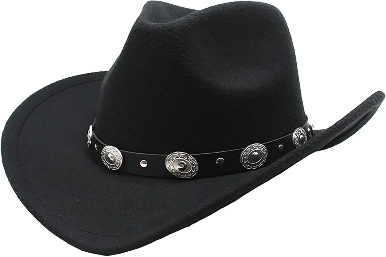 Western-Cowboy-Hats for Women-Men Brown-Pu-Leather-Cowgirl-Hat Wide-Brim-Fedora-Hats Outback Tourist Knight HatM-L