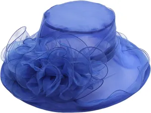 Women's Kentucky-Derby Hats Organza Church Fascinator Bridal Tea Party Wedding Hat Wide Brim Dress Hat Summer Sunhat